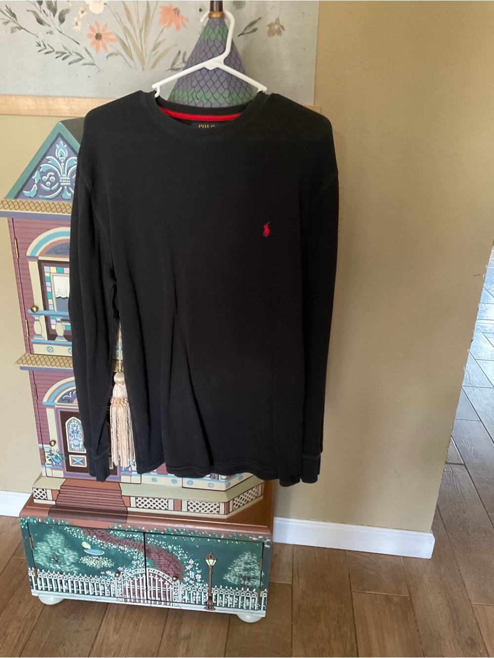 Polo by Ralph Lauren Black Long-Sleeve Crewneck with Red Pony Logo